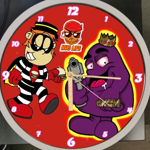 Hamburger, Grimace and chicken nuggets thug life led dance light clock - Picture 3 of 4